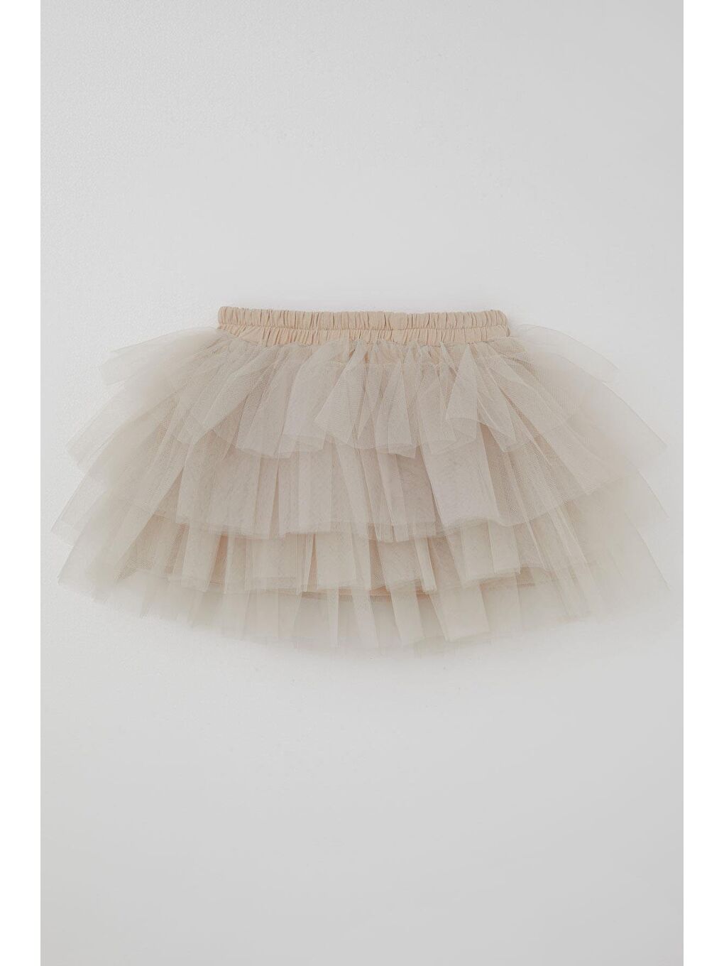 Bej Kız Çocuk Tütü Etek Tül Detaylı Katlı Fiyonk Aksesuarlı Taş (4-8 Yaş)-1