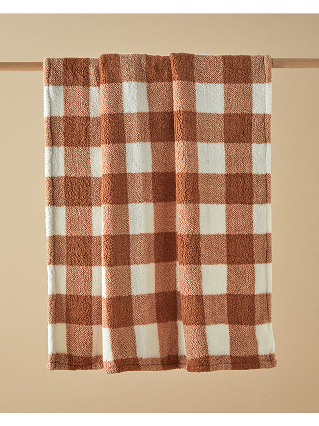 Comfort Plaid Baskılı Sherpa Battaniye 120x170 cm Kahverengi