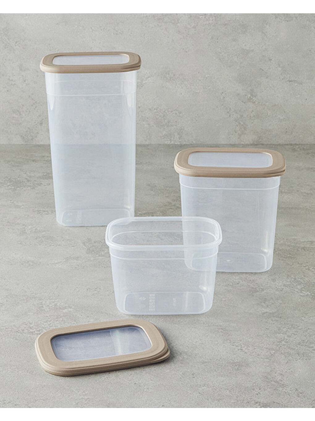 Safe Food 3'lü Erzak Kabı Bej-1