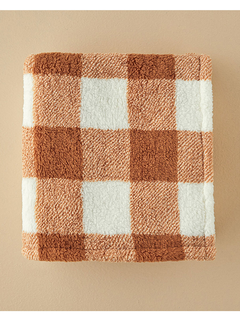 Comfort Plaid Baskılı Sherpa Battaniye 120x170 cm Kahverengi-2