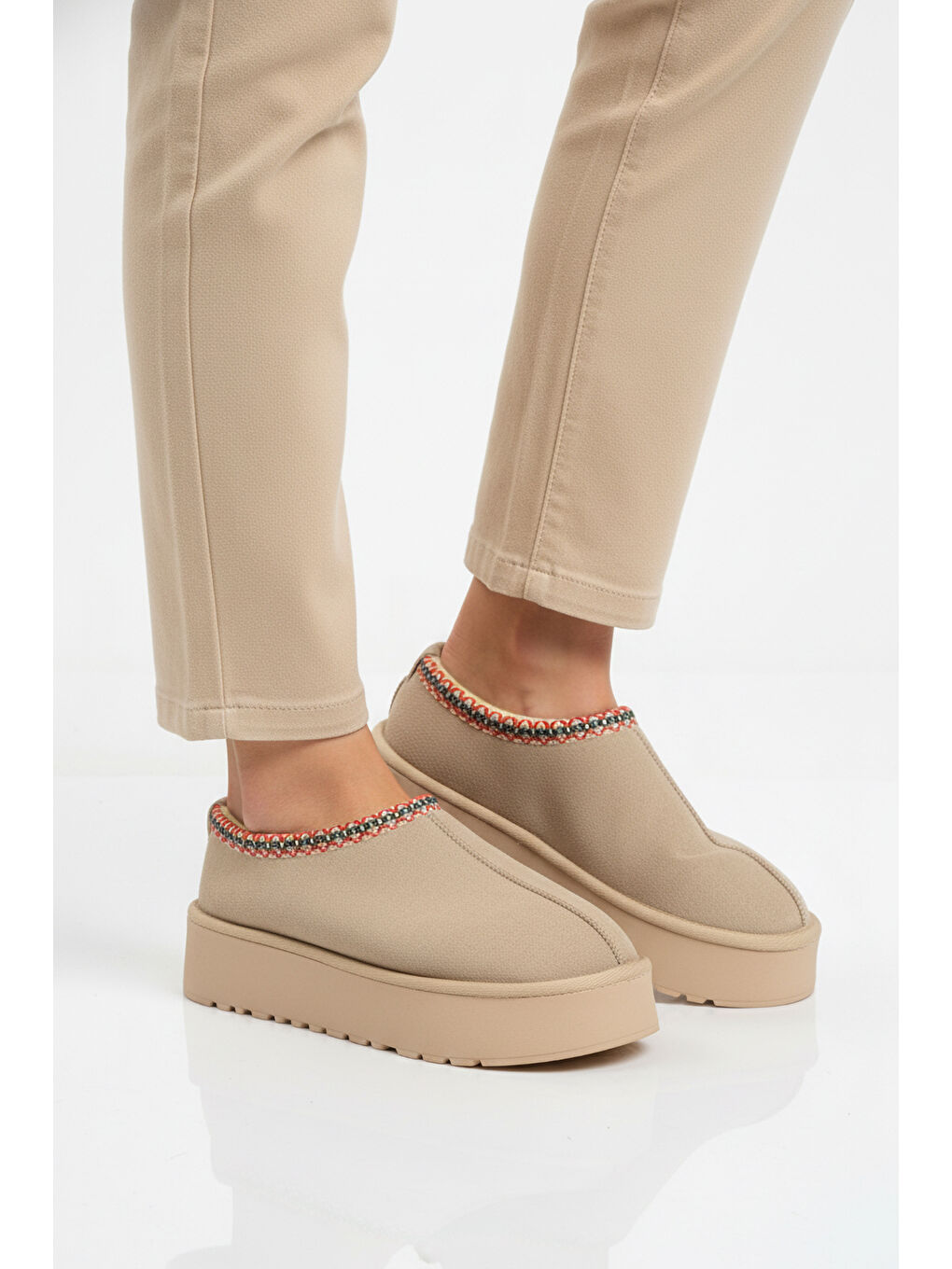 Bej İçi Kürklü Kadın Casual Ayakkabı U-50 Z