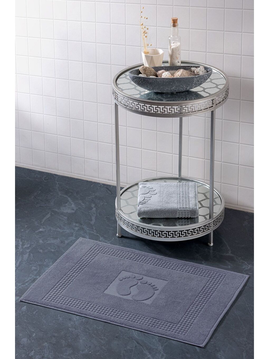 Antrasit 2 Adet Renkli Banyo Paspas Ayak Havlusu 50x70 - ANTRASİT ANTRASIT/50X70