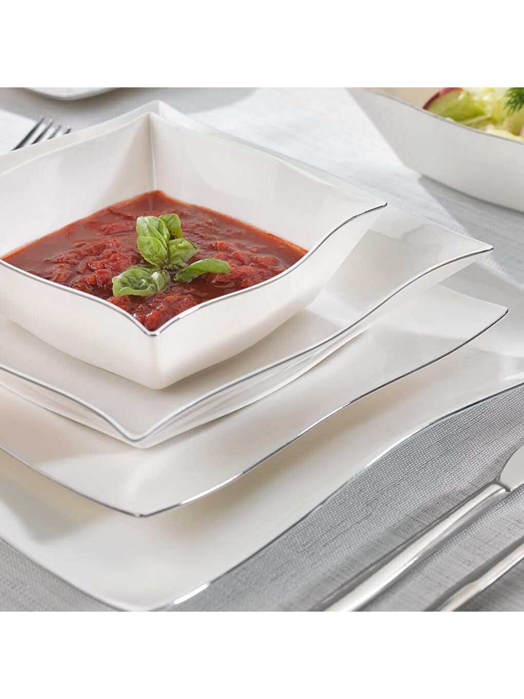 Beyaz Lovise Yemek Takımı 24 Parça-Platin-2