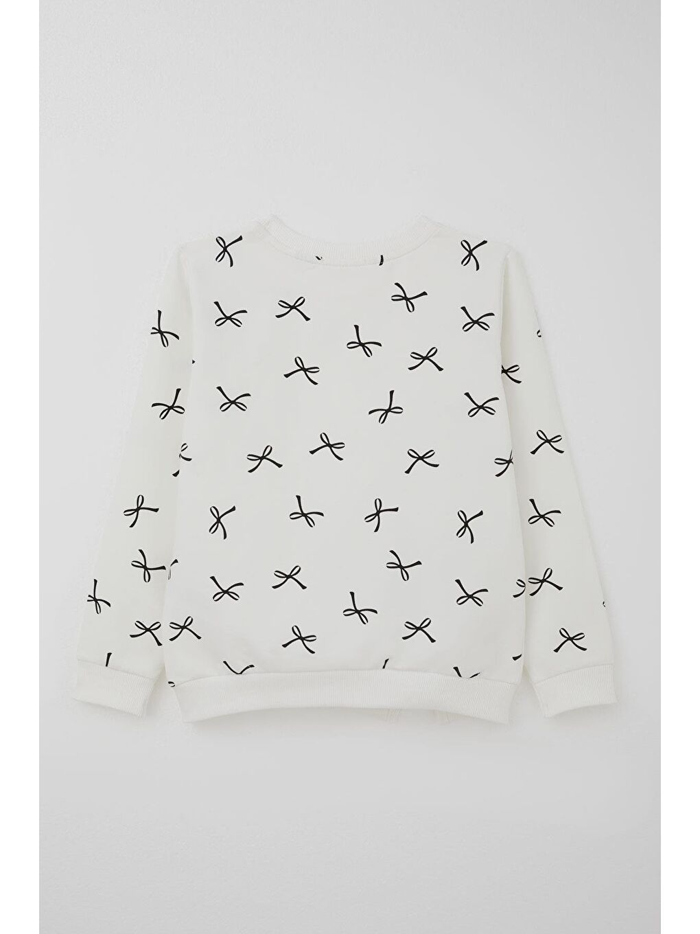 Kız Çocuk Eşofman Takımı Fiyonk Detaylı Bağcık Aksesuarlı Ekru (7-12 Yaş)-3