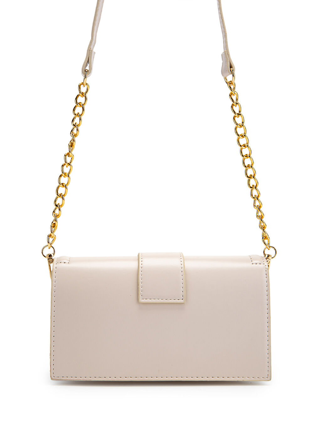 Ekru Uzun Askılı Suni Deri Kadın Çapraz Çanta Darla Krem-3