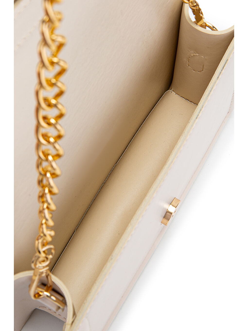 Ekru Uzun Askılı Suni Deri Kadın Çapraz Çanta Darla Krem-4