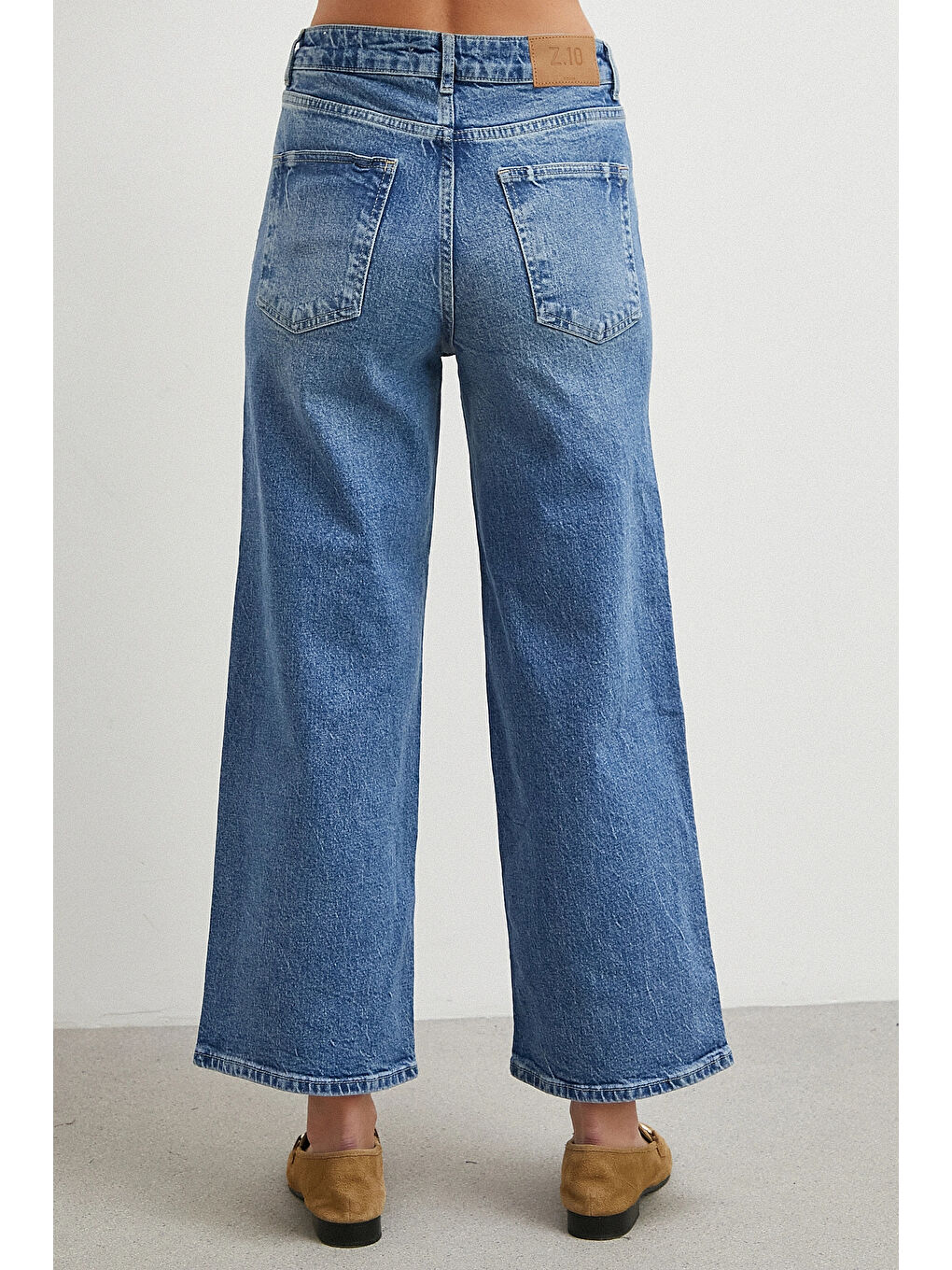Yüksek Bel Culotte Jean Lacivert-5