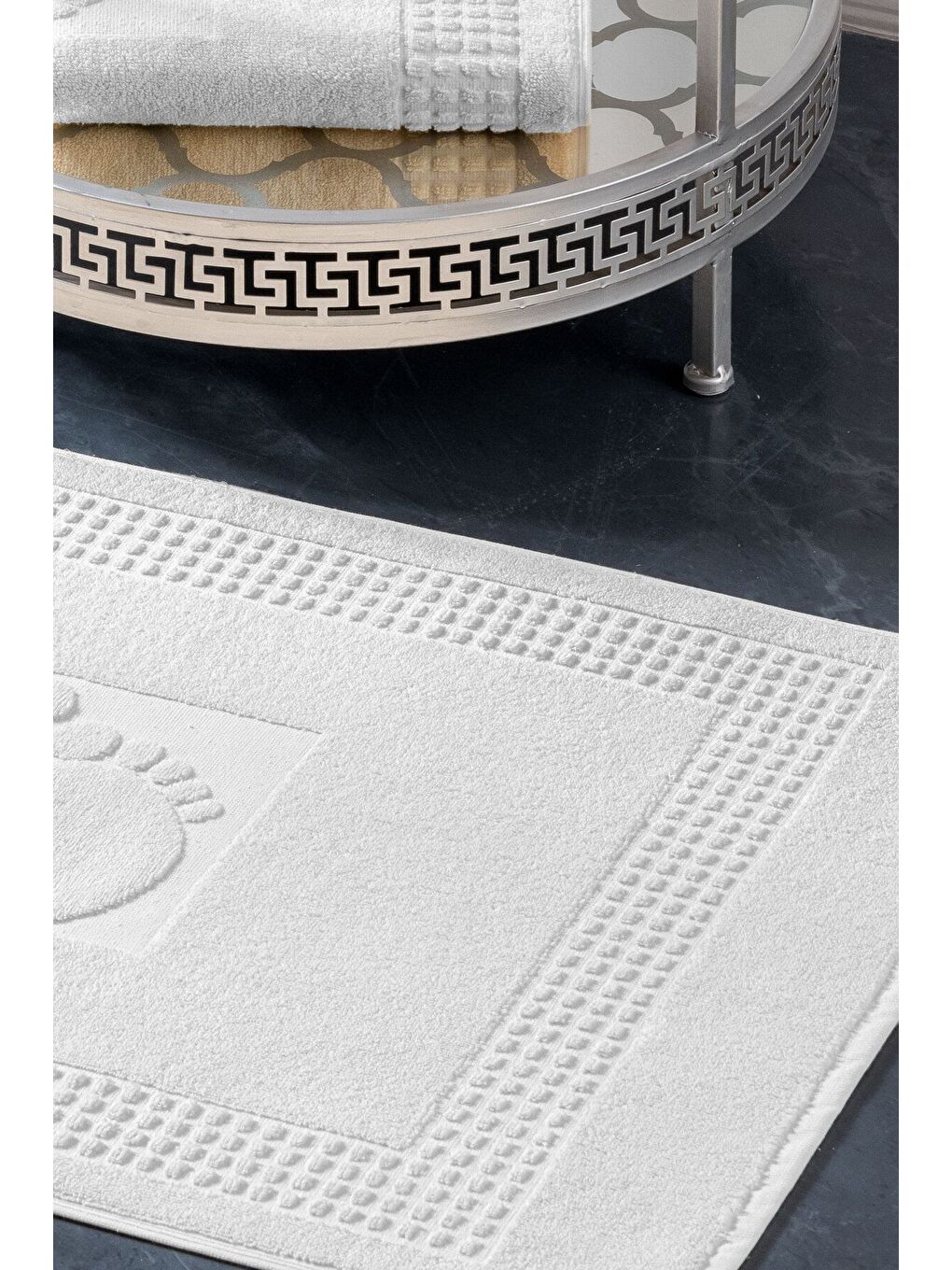 Beyaz 2 Adet Renkli Banyo Paspas Ayak Havlusu 50x70 - BEYAZ BEYAZ/50X70-1