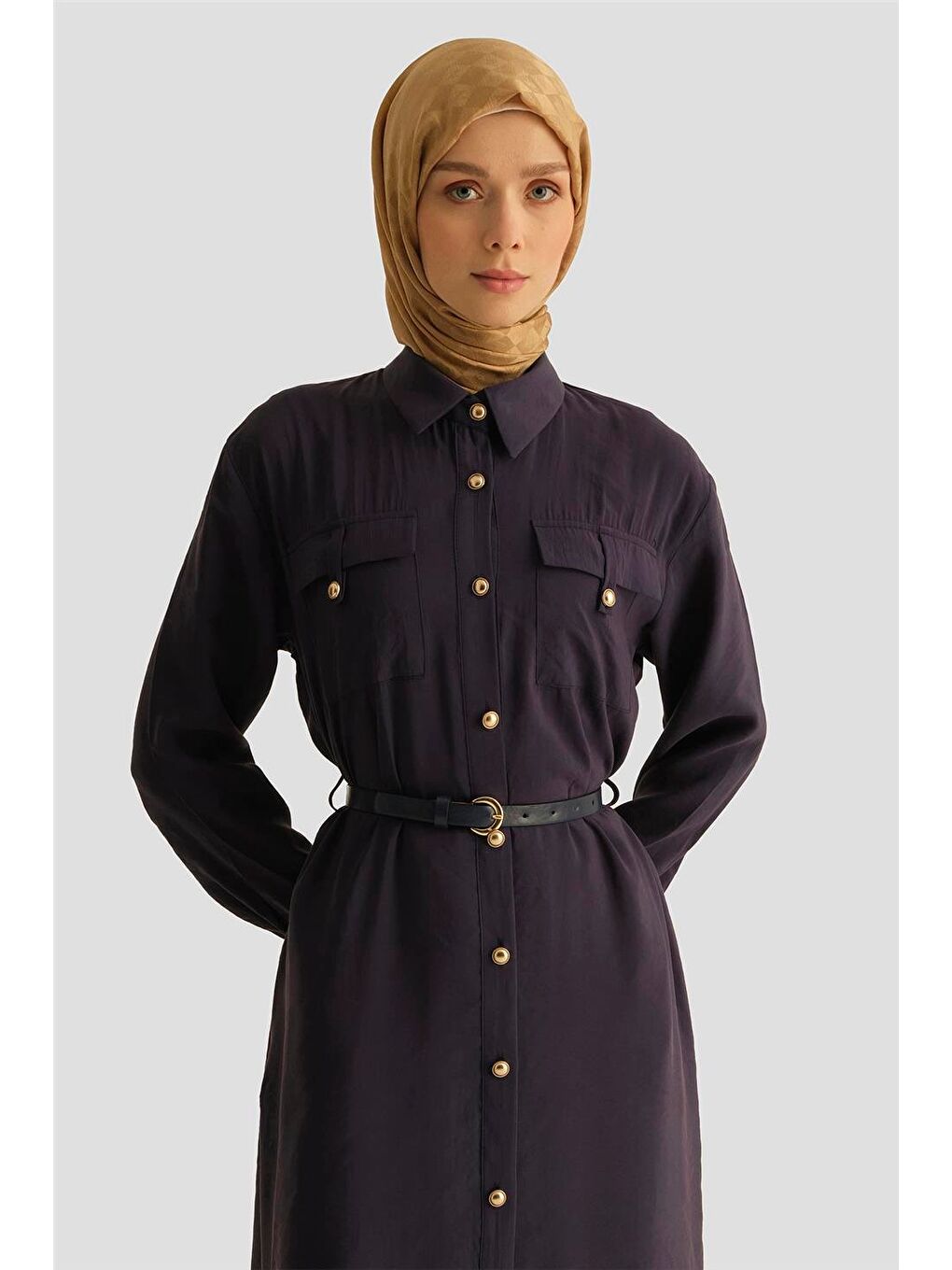 Lyocell Elbise 25Yd4234 Lacivert-1