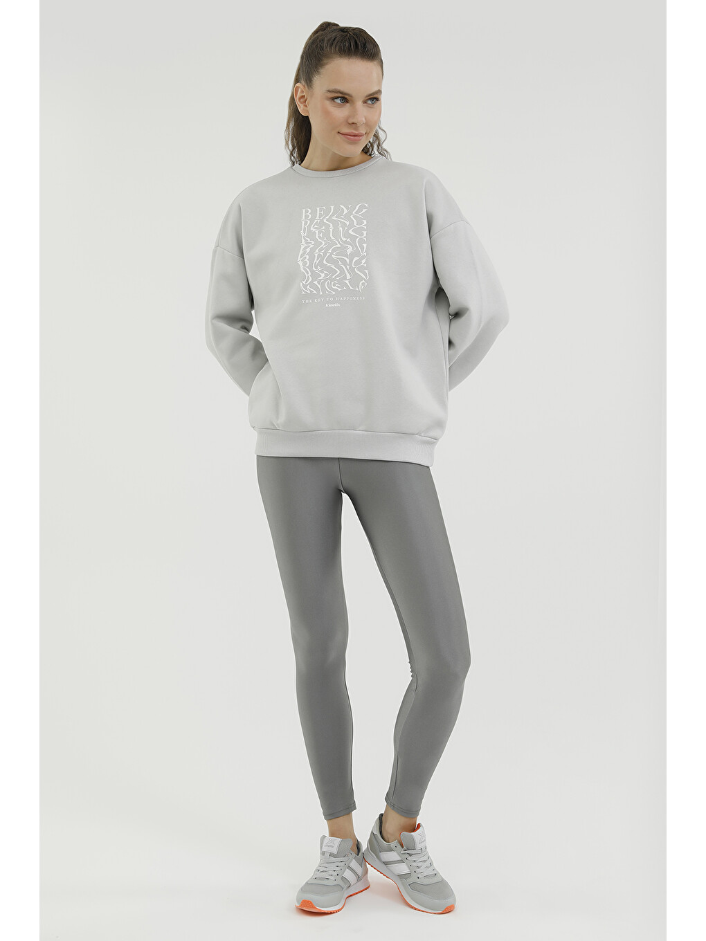 Gri W-sdk203 Rachel Slogan Sw Grı Kadın Sweatshirt-2