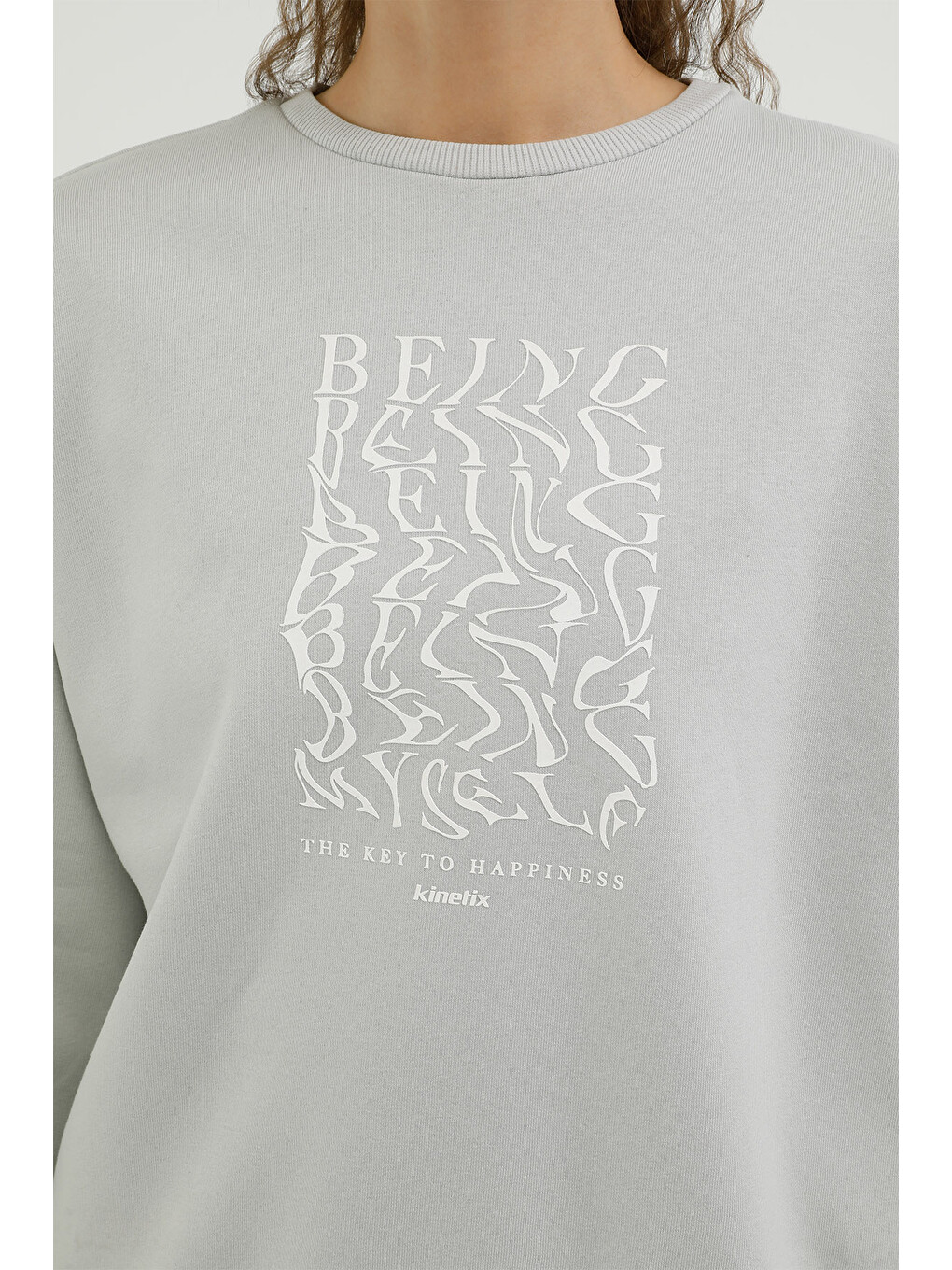 Gri W-sdk203 Rachel Slogan Sw Grı Kadın Sweatshirt-3