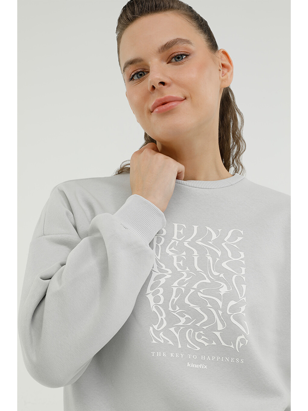 Gri W-sdk203 Rachel Slogan Sw Grı Kadın Sweatshirt-4