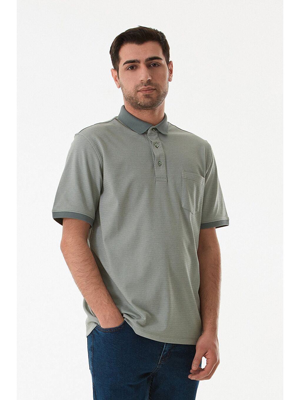 Haki Desenli Cepli Polo Yaka Tişört