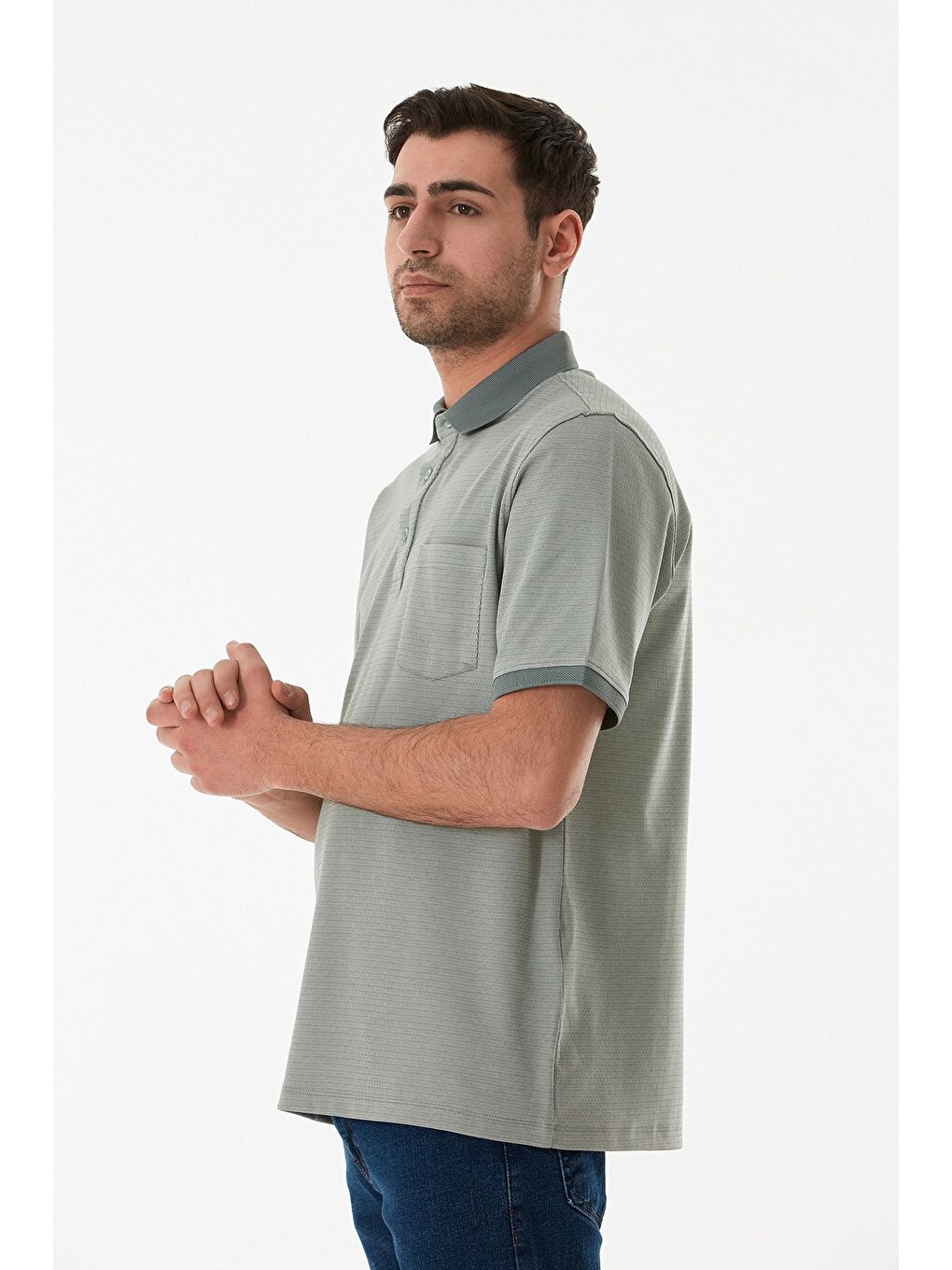 Haki Desenli Cepli Polo Yaka Tişört-2