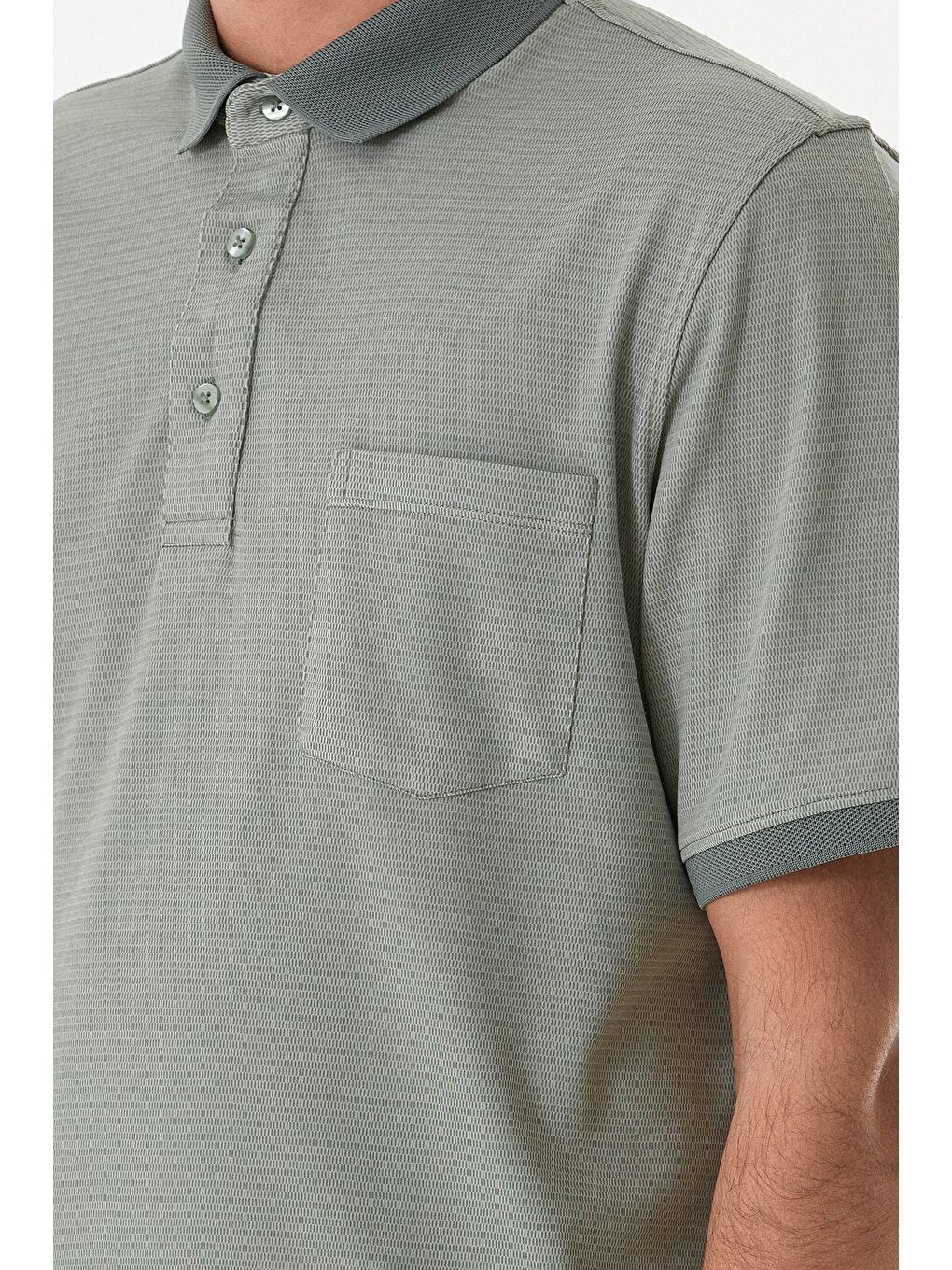 Haki Desenli Cepli Polo Yaka Tişört-4