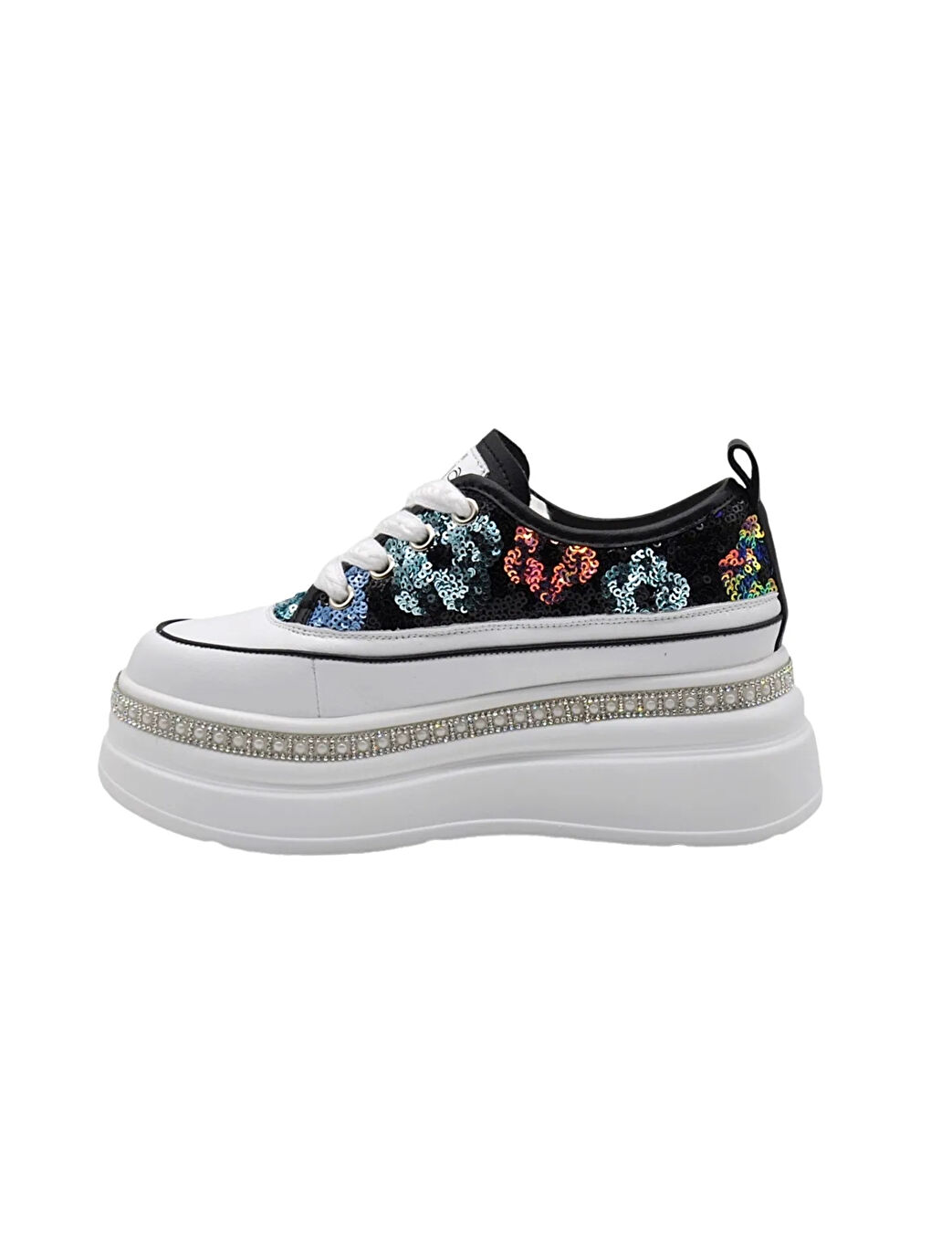 Siyah Yüksek Taban Kadın Sneaker 25Y423-6 Z-1