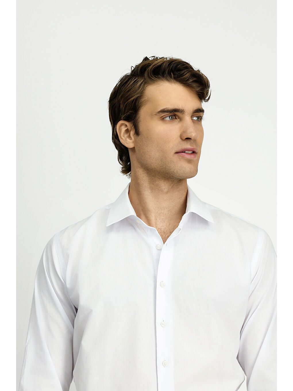 Beyaz Uzun Kol Slim Fit Dar Kesim Easy Care Gömlek-2
