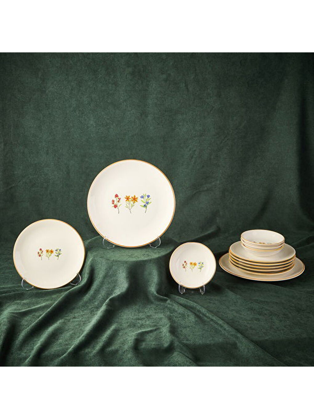 Karışık Kitchen 12 Parça Çıtır Çiçekli Seramik Kahvaltı Takımı - Renkli-2