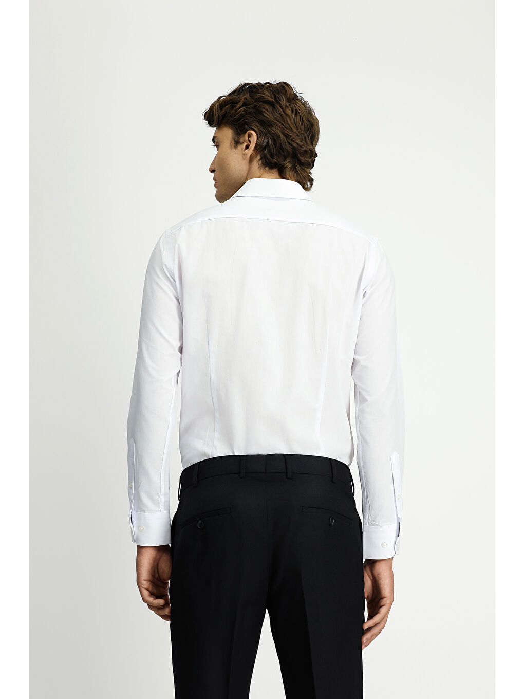 Beyaz Uzun Kol Slim Fit Dar Kesim Easy Care Gömlek-4