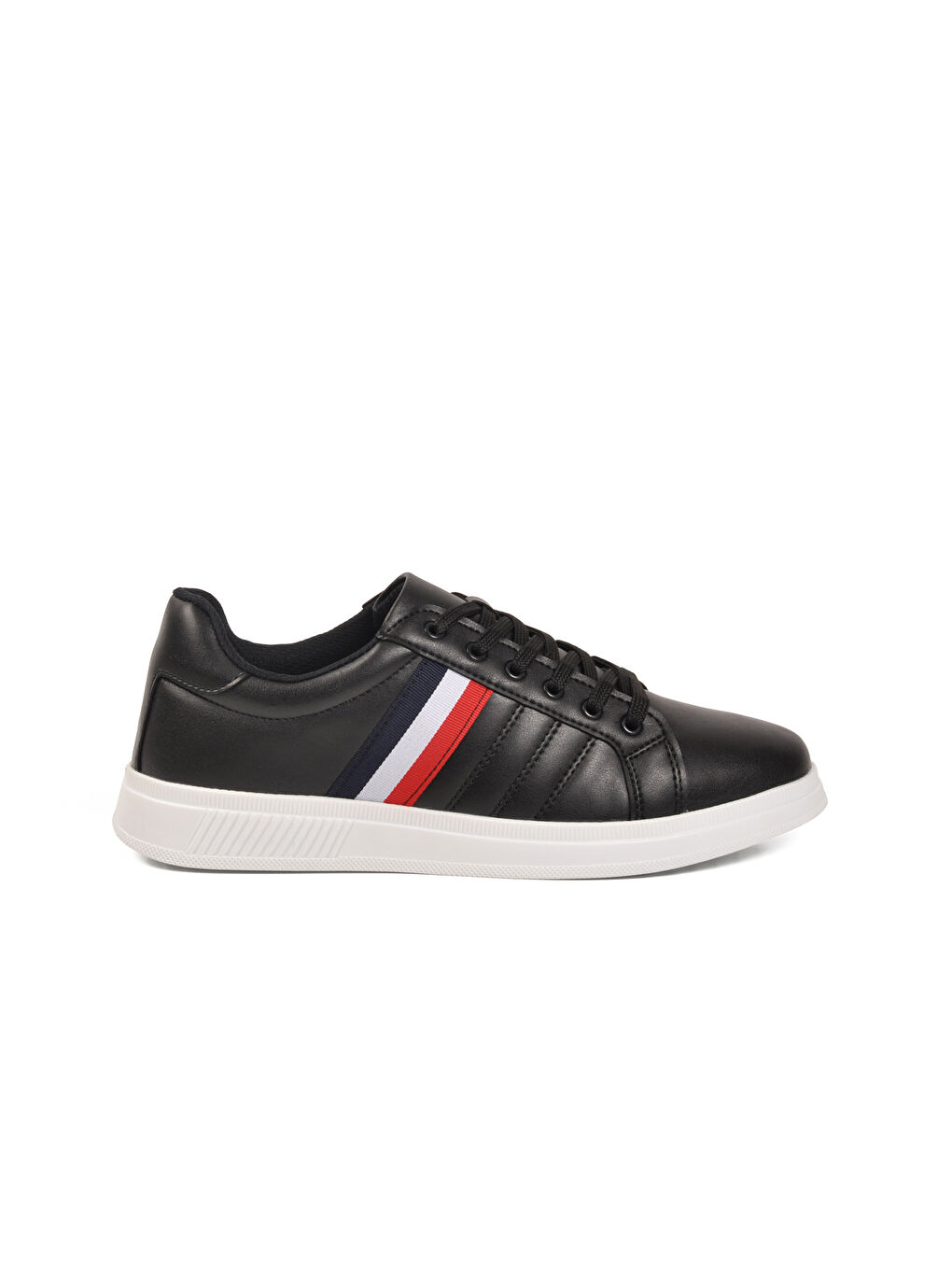 Siyah Beyaz Bağcıklı Hafif Cilt Erkek Sneaker 493 M