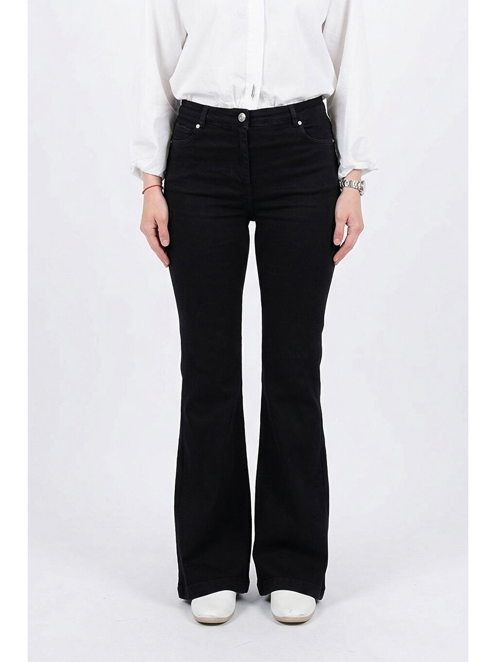 İspanyol Paça Jean Pantolon 16187 Siyah