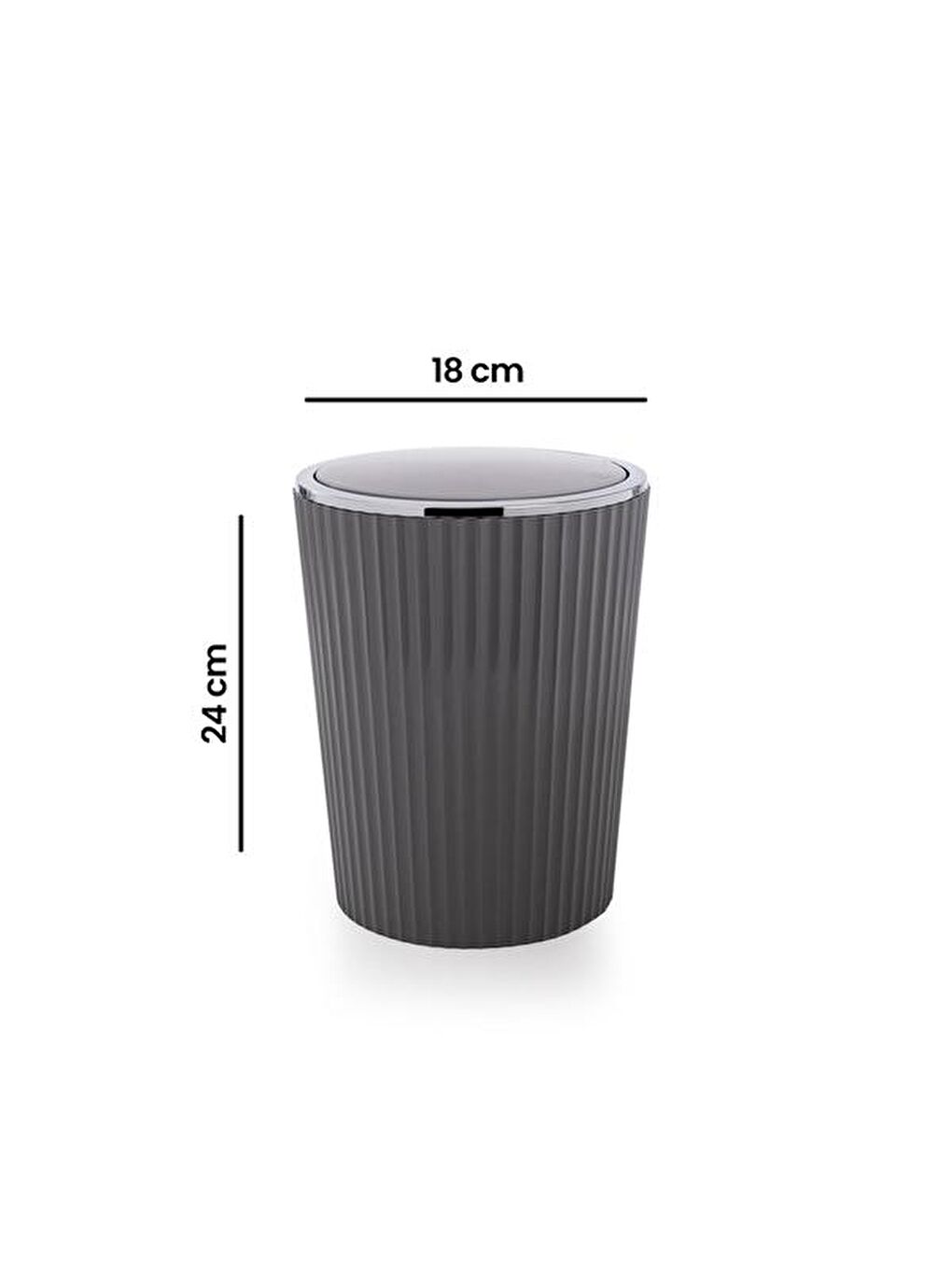 Nely Krom Kaplama Banyo Çöp Kovası - Gri - 6 lt-1