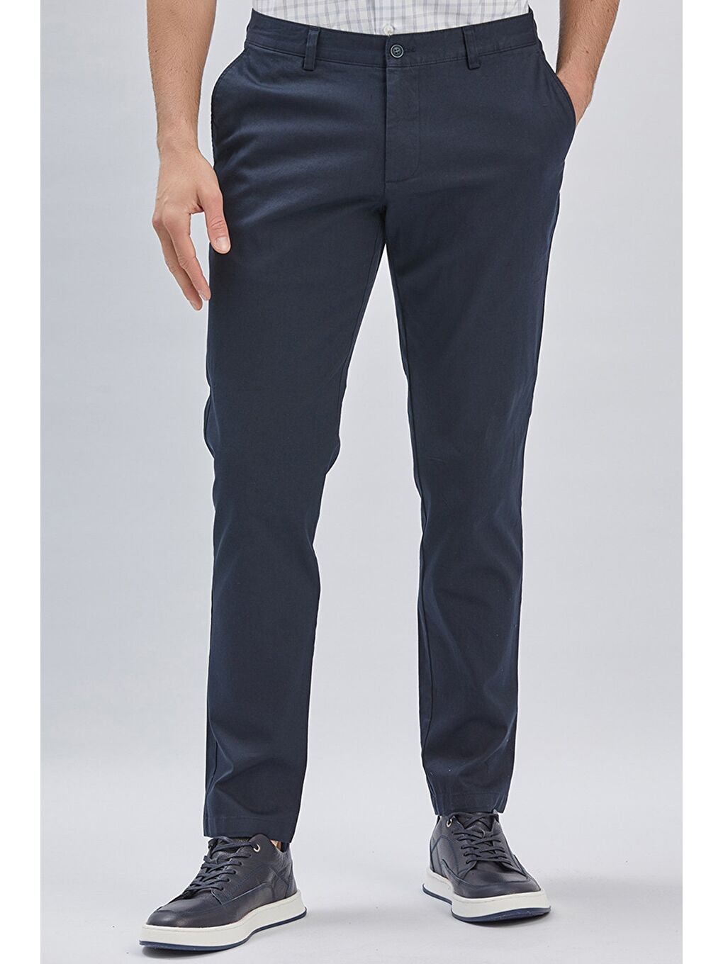 Koyu Lacivert Pamuklu Yandan Cepli Casual Comfort Fit Chino Pantolon 1003240160
