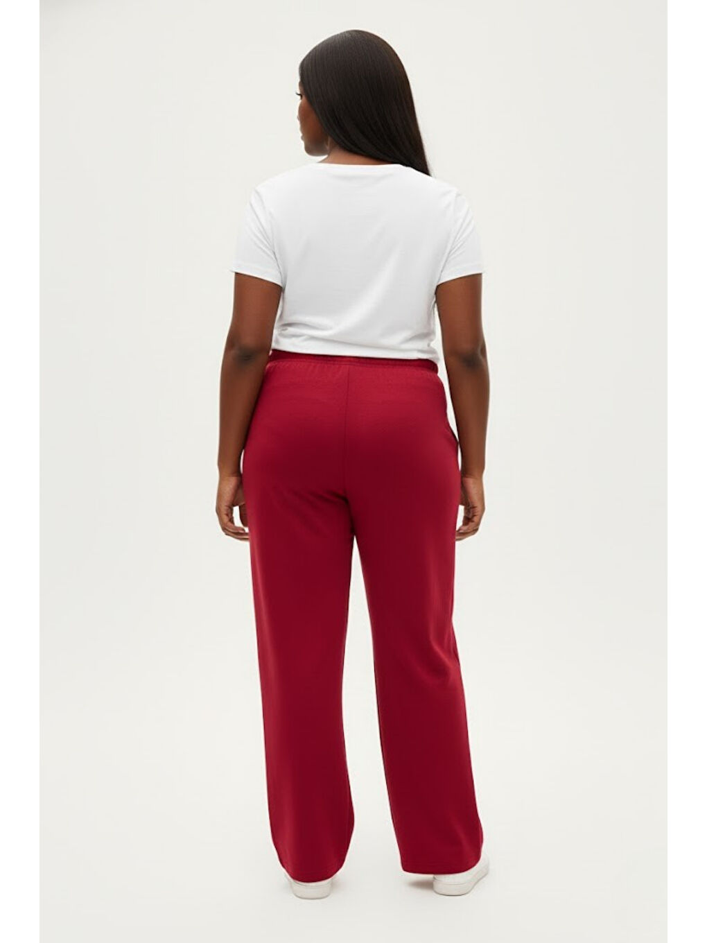 Bordo Kadın Büyük Beden BROOKLYN 1970 Baskılı Lastikli Bel Paça Reçme Eşofman Altı SPR26EAK952-3-2