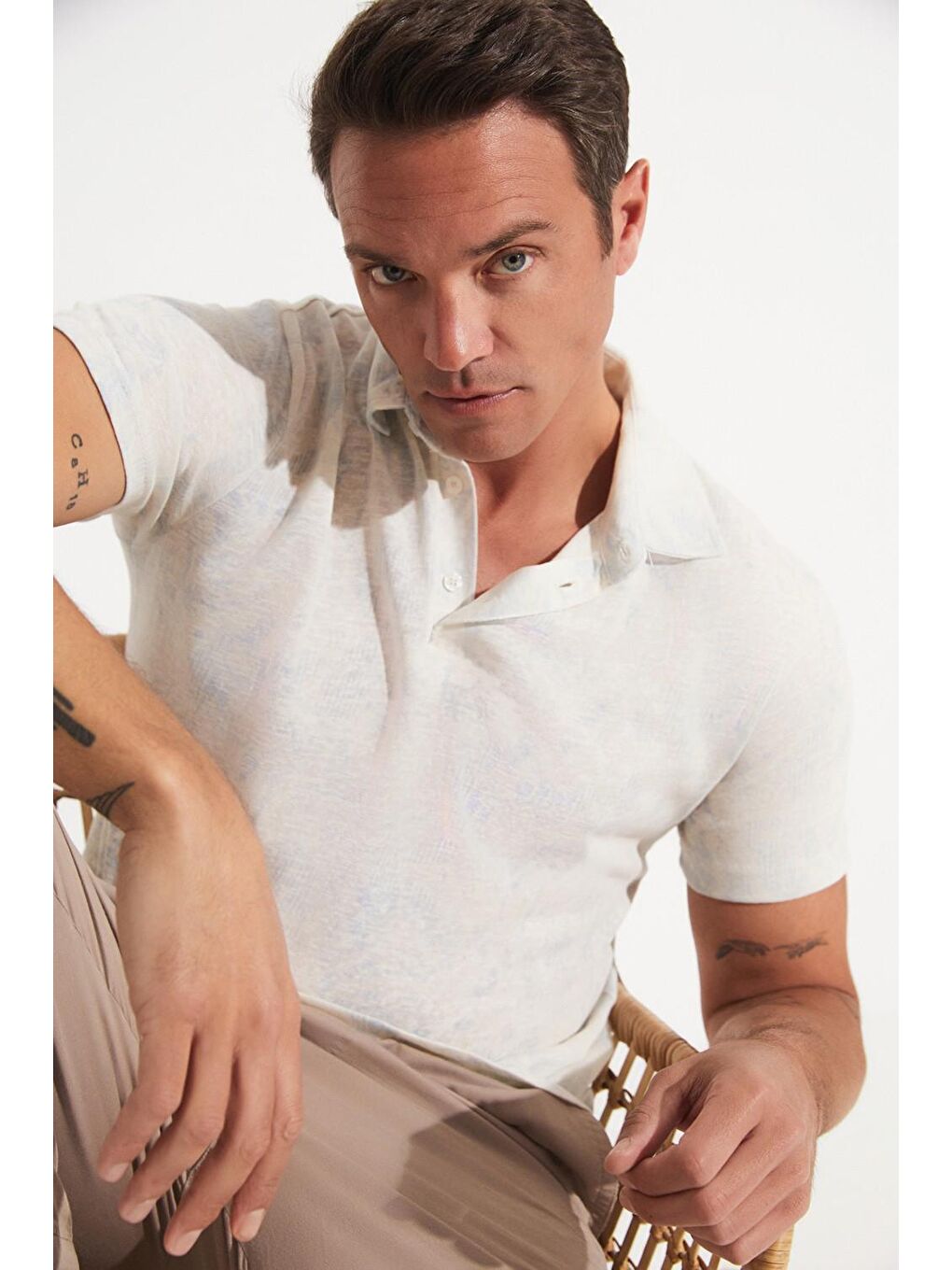 Mavi Erkek Regular Fit %100 Pamuk Desenli Yakalı T-Shirt-2