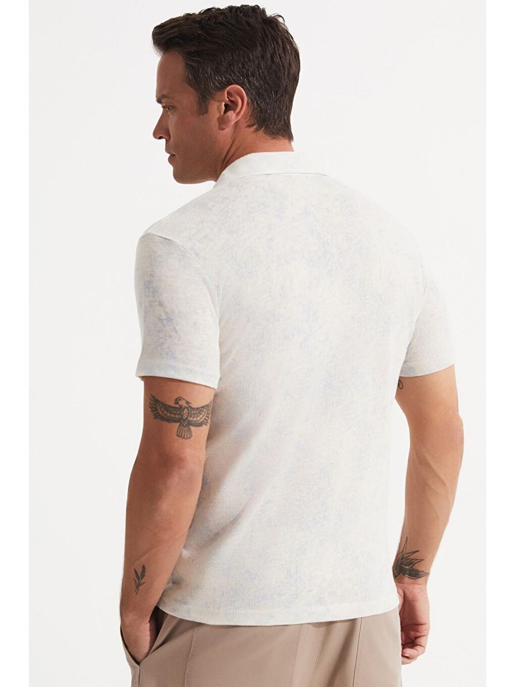 Mavi Erkek Regular Fit %100 Pamuk Desenli Yakalı T-Shirt-4