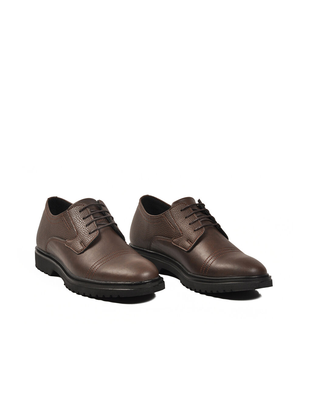 Kahverengi Kahve Bağcıklı Kaymaz Taban Erkek Klasik Ayakkabı 455 M-2