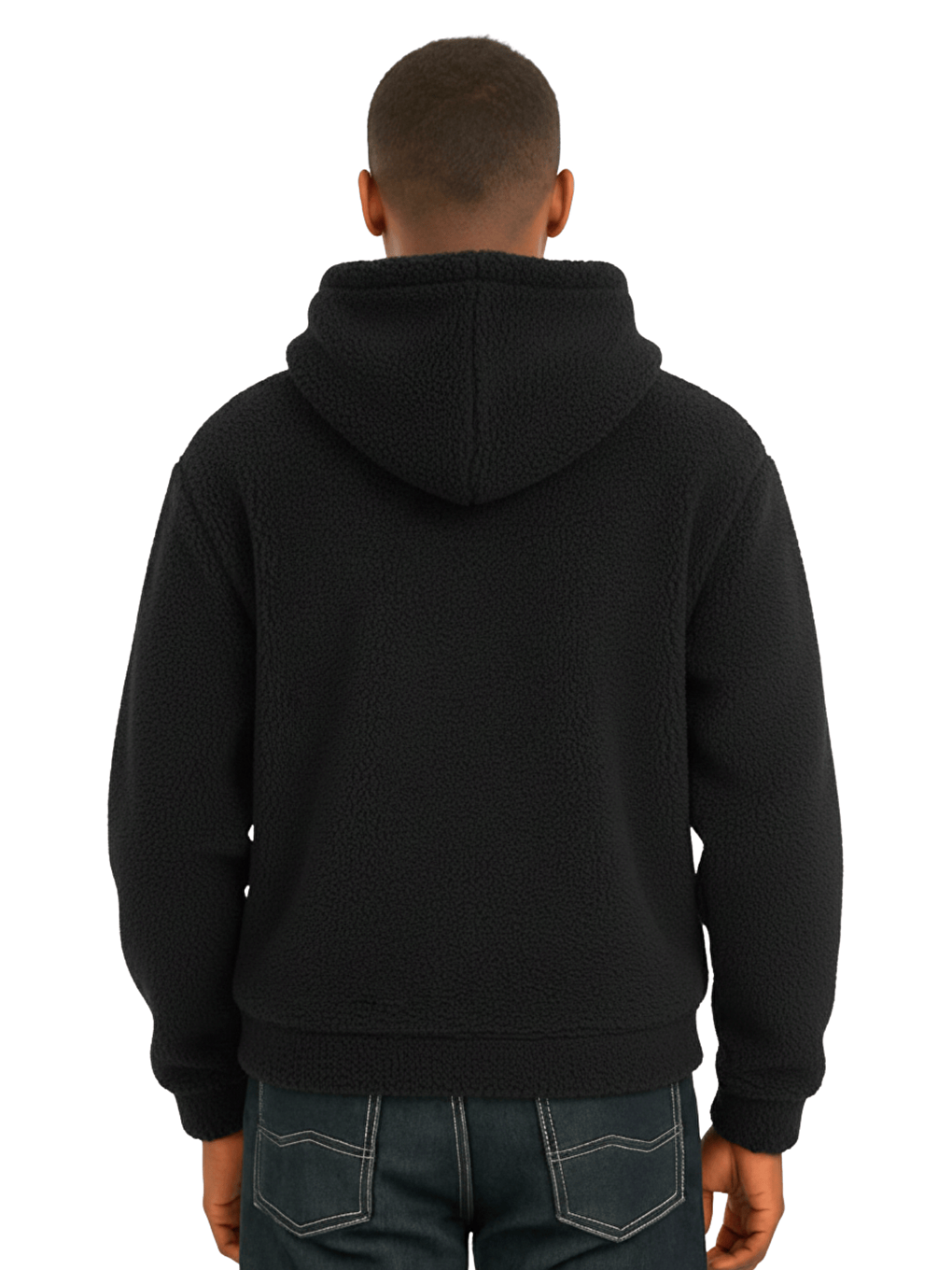 Siyah Genıus Store Erkek Kapüşonlu Polar Sherpa Kuzu Kumaş İçi Şardonlu Kapüşonlu Sweatshırt SHERPA-KAP-1