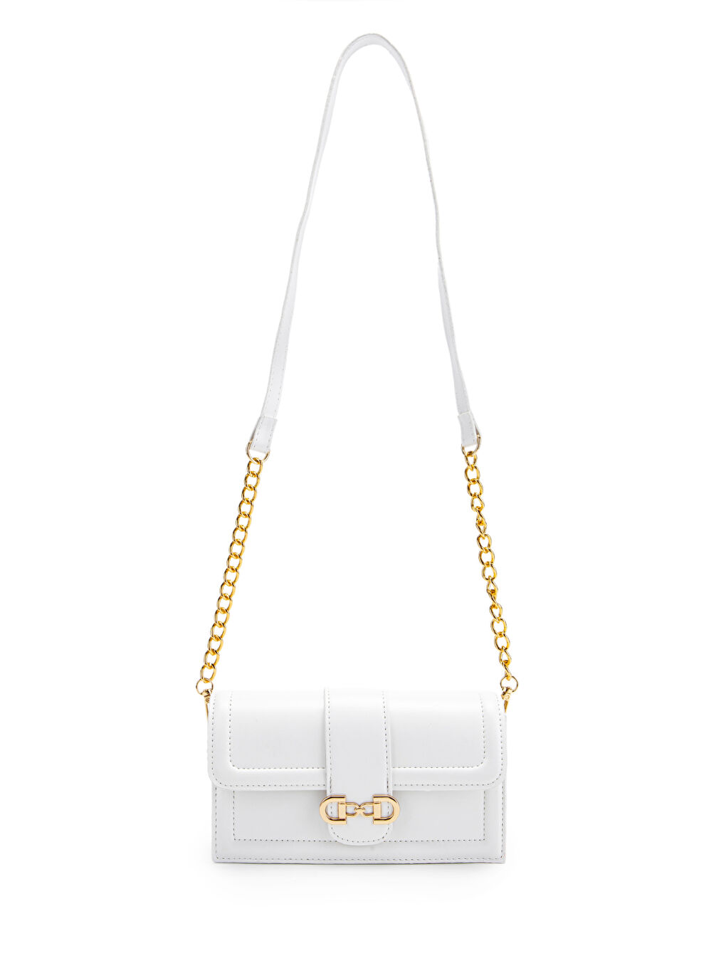 Uzun Askılı Suni Deri Kadın Çapraz Çanta Darla Beyaz-1