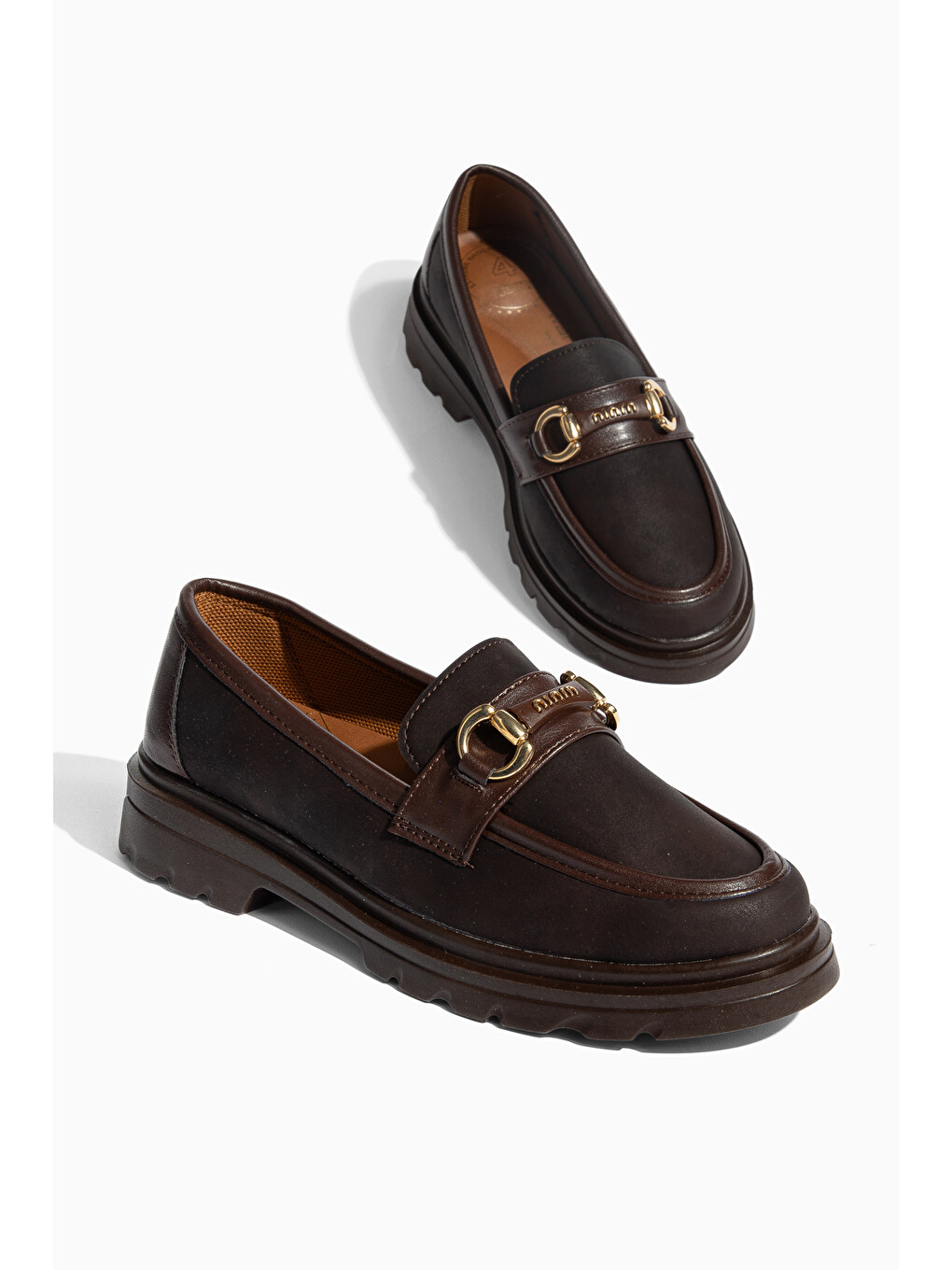 Kahverengi D0713 Günlük Ortopedik Klasik Kadın Loafer Ayakkabı-1
