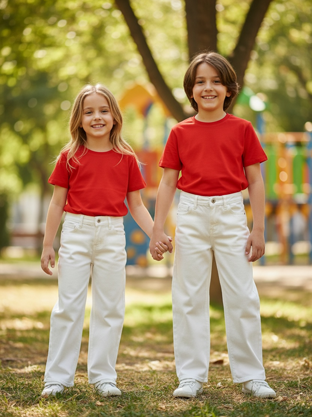 Unisex Çocuk Beyaz Pantolon