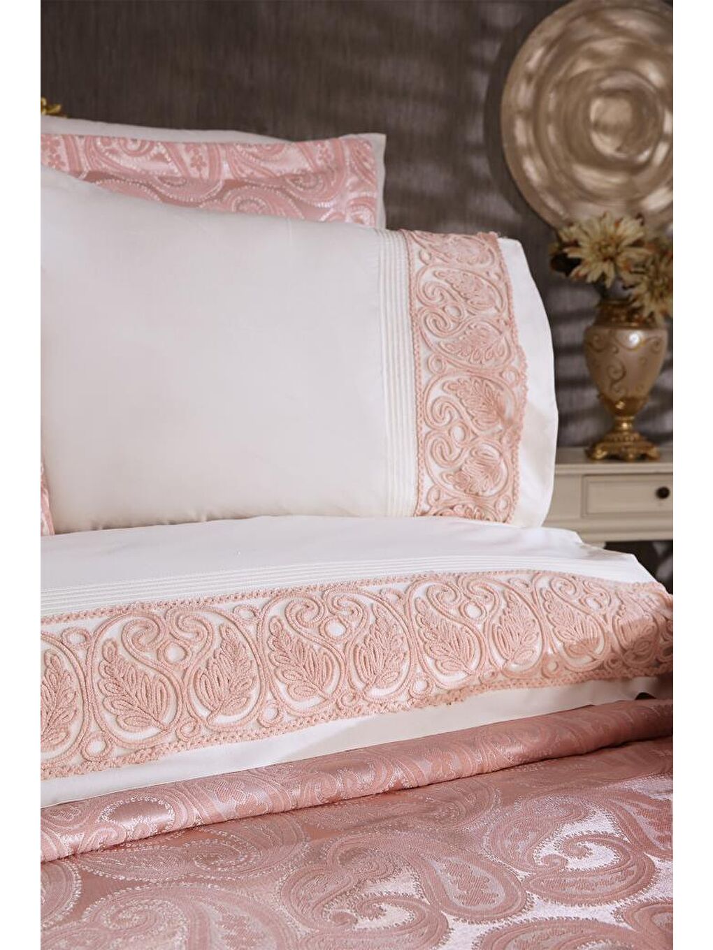 Pembe Şal 10 Parça Battaniyeli Çeyiz Seti Pudra-4