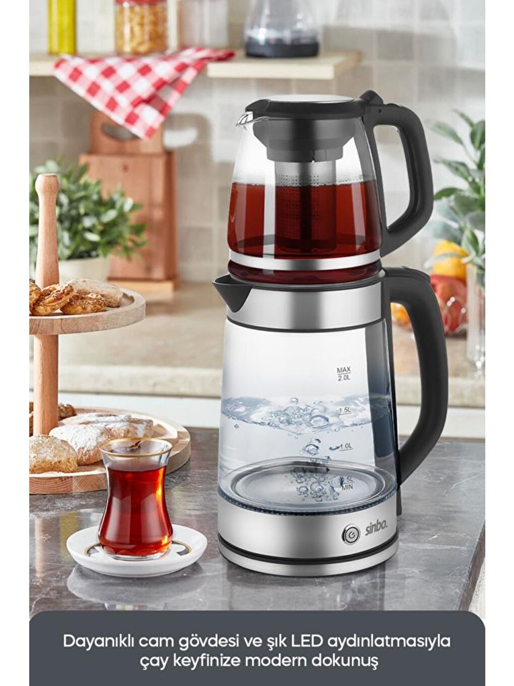 - STM-5848 Elektrikli Cam Çay Makinesi 1500 W-1