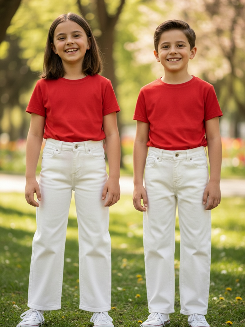 Unisex Çocuk Beyaz Pantolon-1