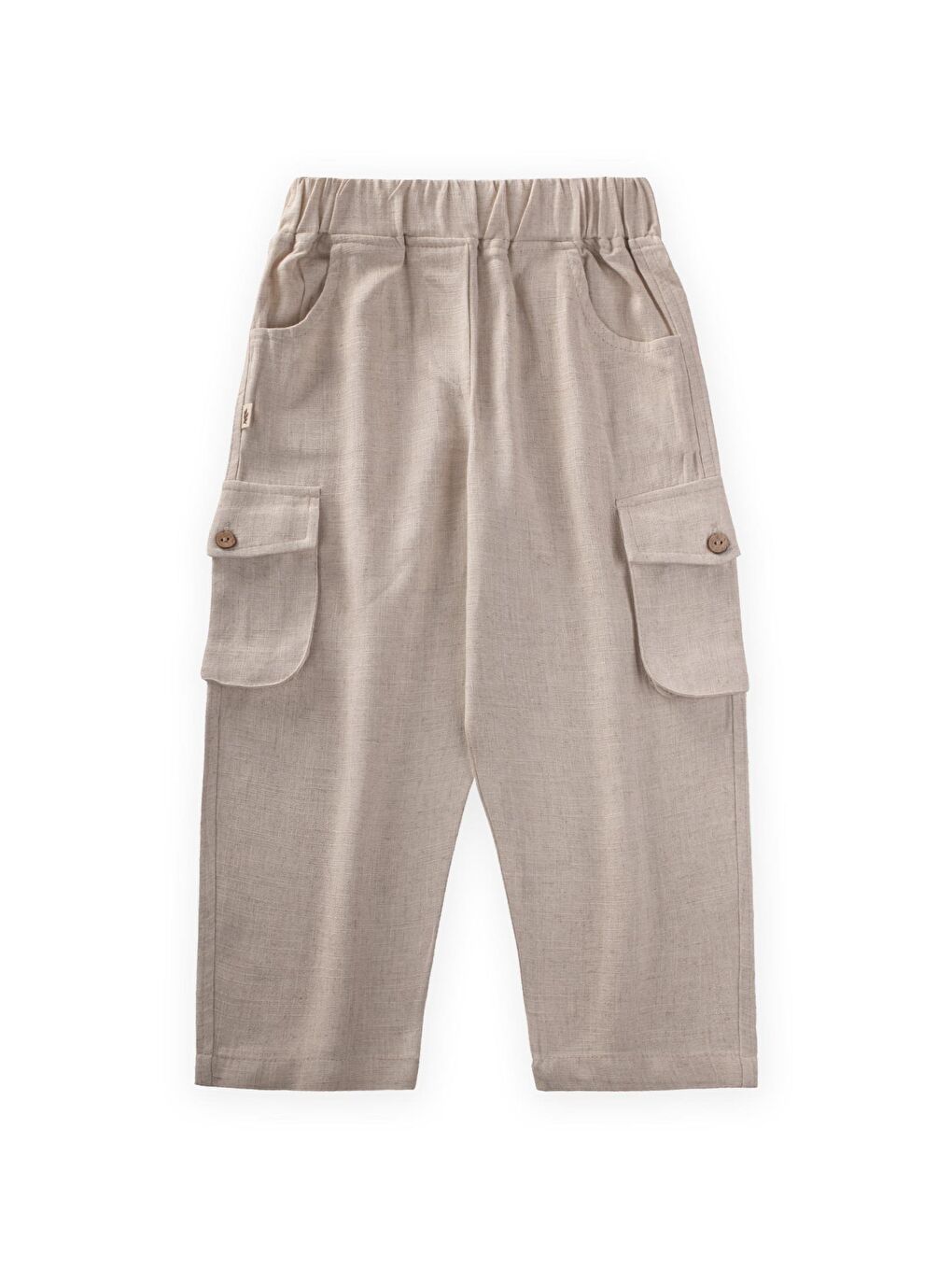 Ekru Kız Çocuk Keten Pantolon