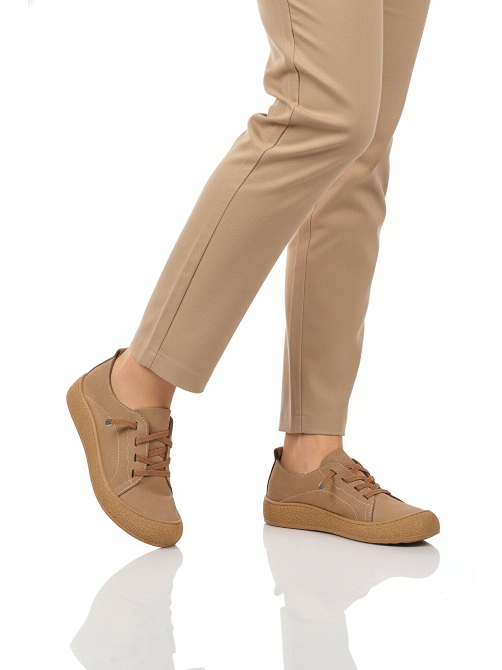 Bej Hakiki Deri Kadın Casual Ayakkabı 232 Z