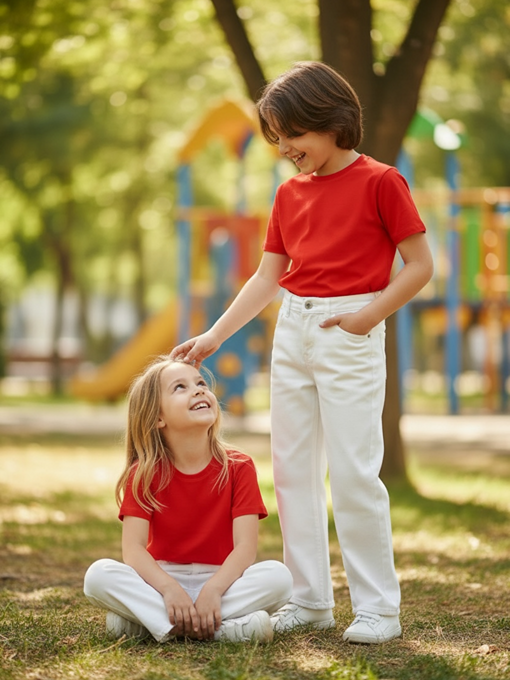 Unisex Çocuk Beyaz Pantolon-2