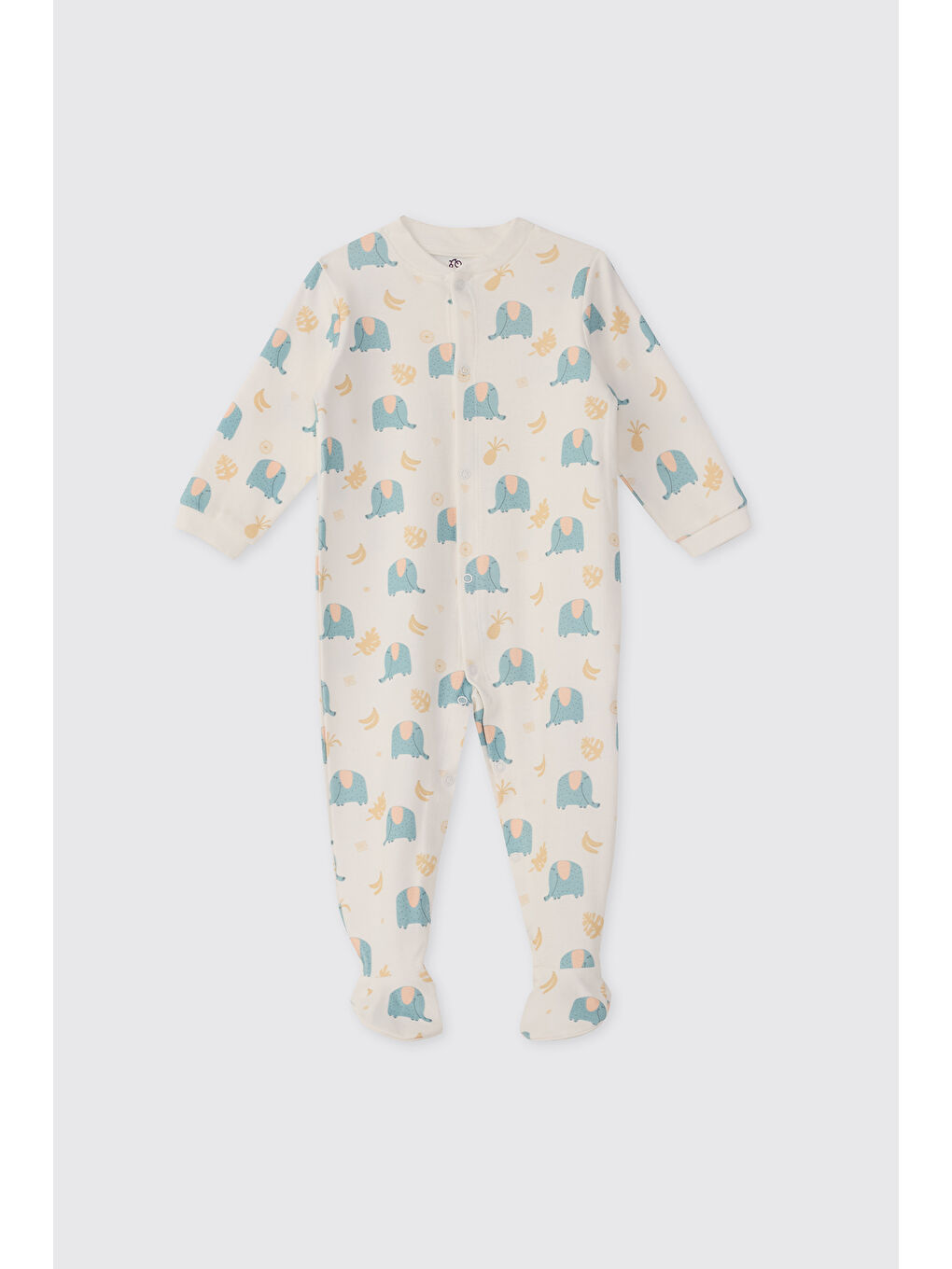 Yenidoğan Mavi fil Desenli Beyaz Tulum