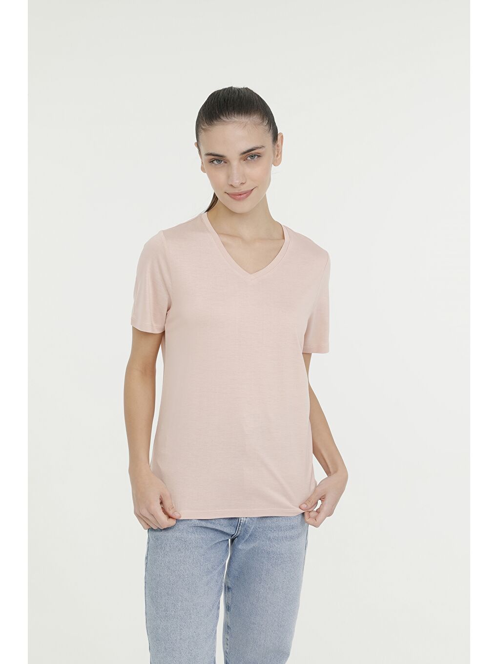 WB V VISKON 11MDK205 4FX Pembe Kadın Kısa Kol Tişört-4