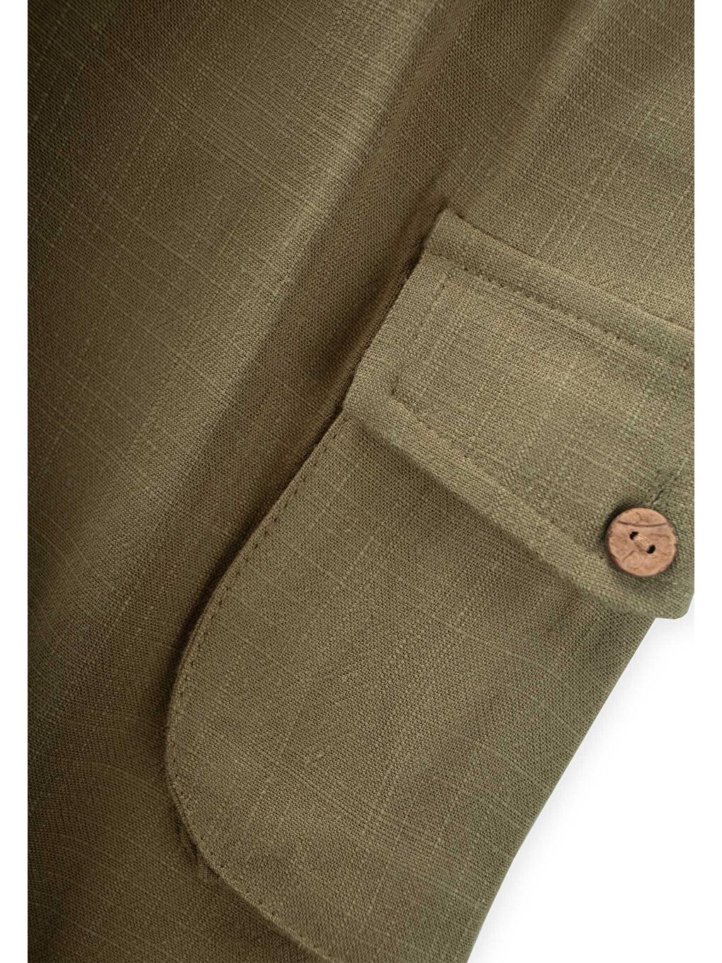 Haki Kız Çocuk Keten Pantolon-2