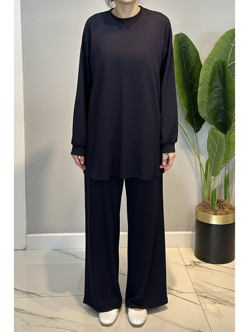 Örme Modal Pantolonlu Takım 19590 Lacivert-1