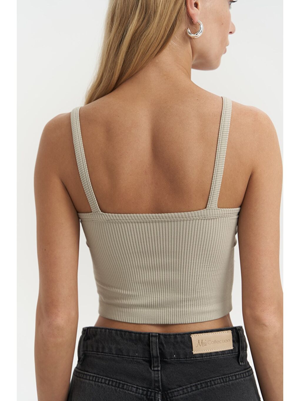Mai Collection Noam Soft Haki Ön Detay Fitilli Crop - 3