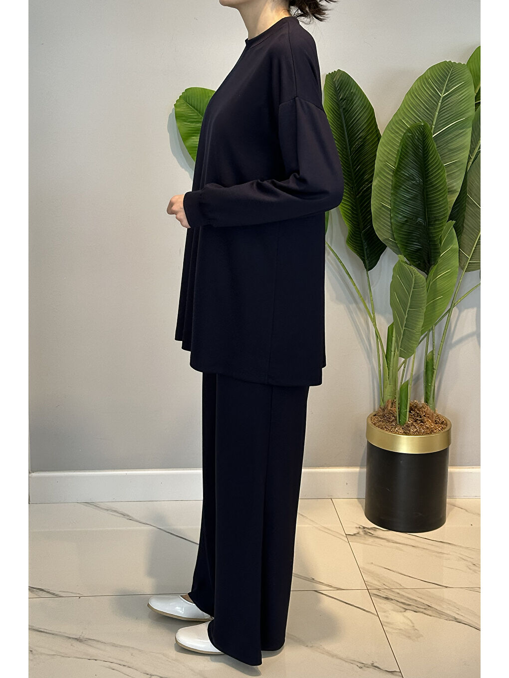 Örme Modal Pantolonlu Takım 19590 Lacivert-2