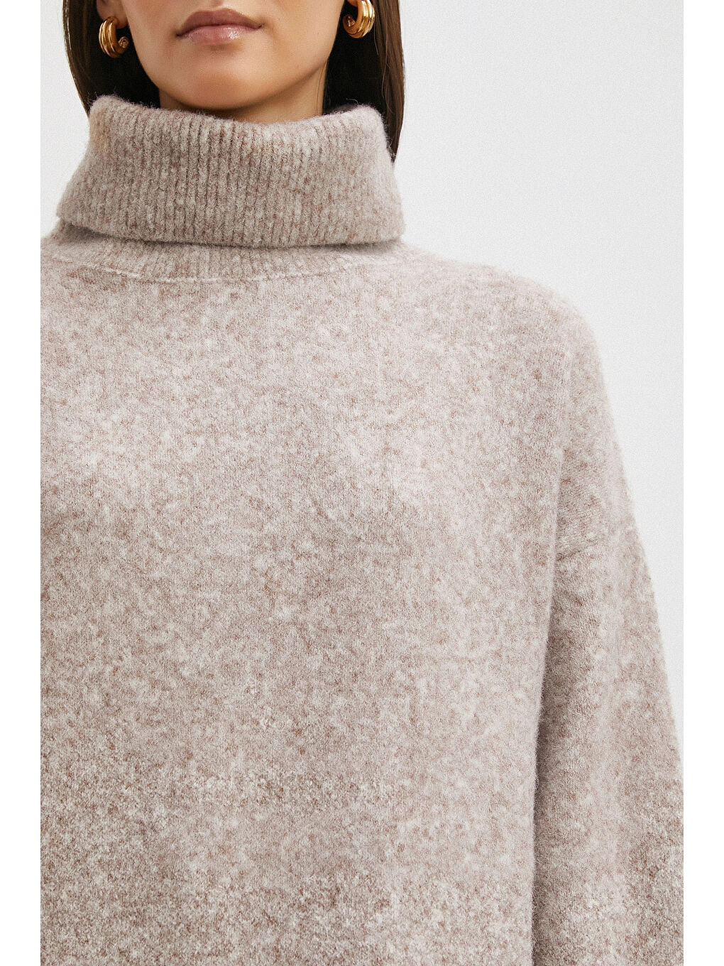 Balıkçı Yaka Uzun Kollu Kazak Gri-4