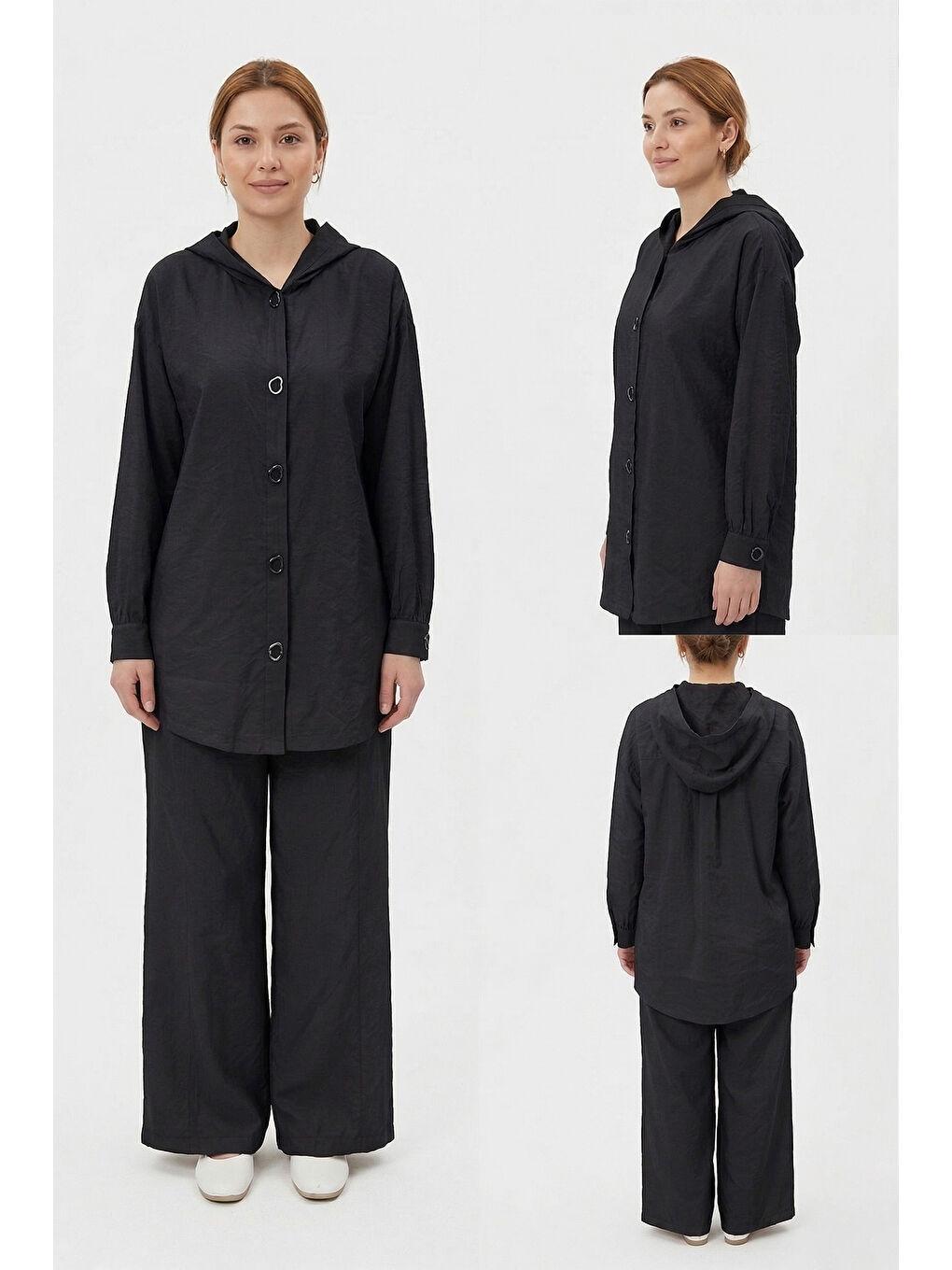 Çıt Çıt Detay Pantolon Takım 19534 Siyah