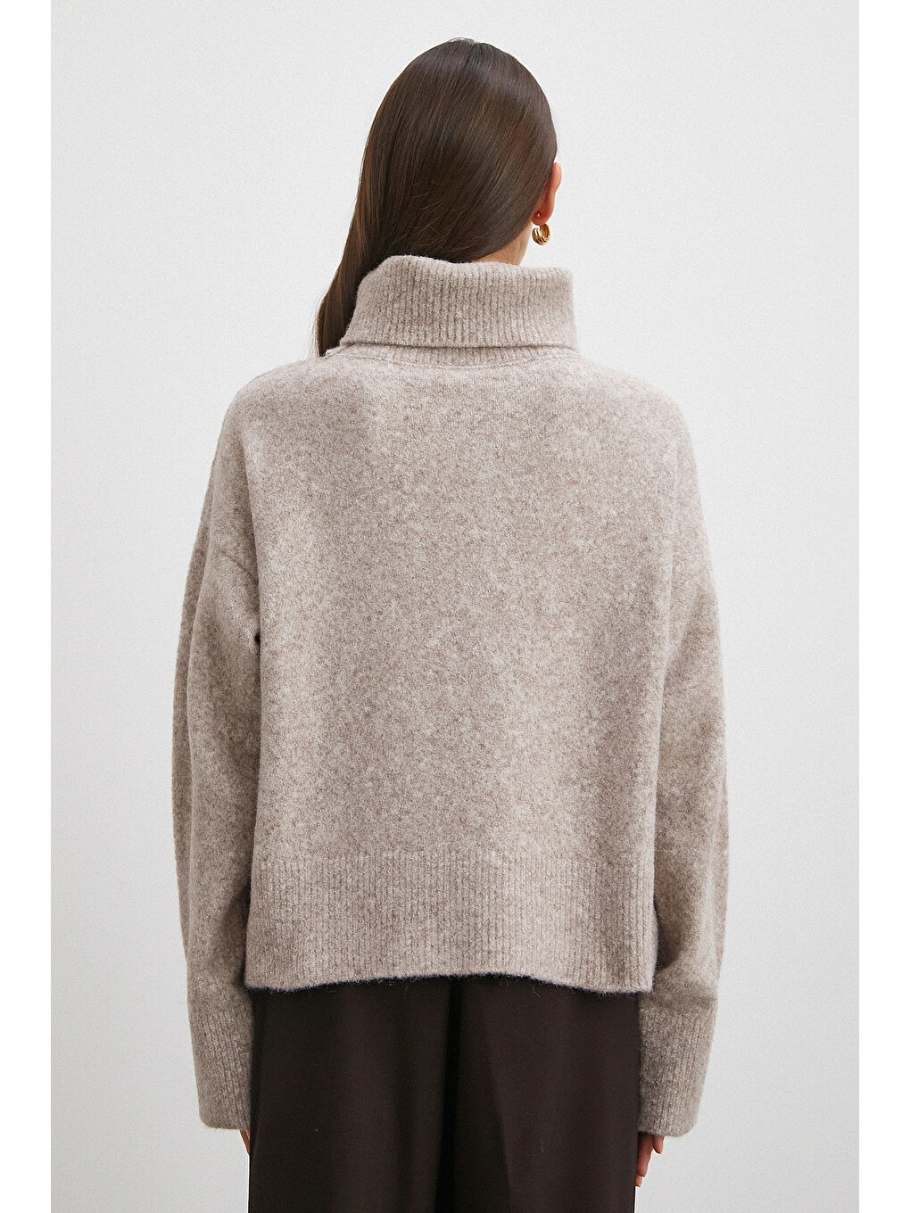 Balıkçı Yaka Uzun Kollu Kazak Gri-5